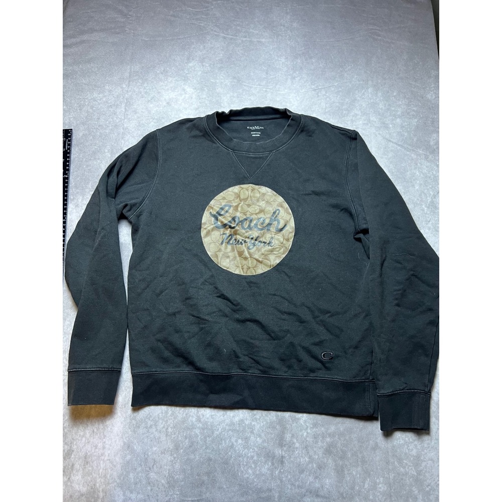 Coach Sweatshirt Mens Medium Black Monogram Logo Graphic Crewneck Pullover